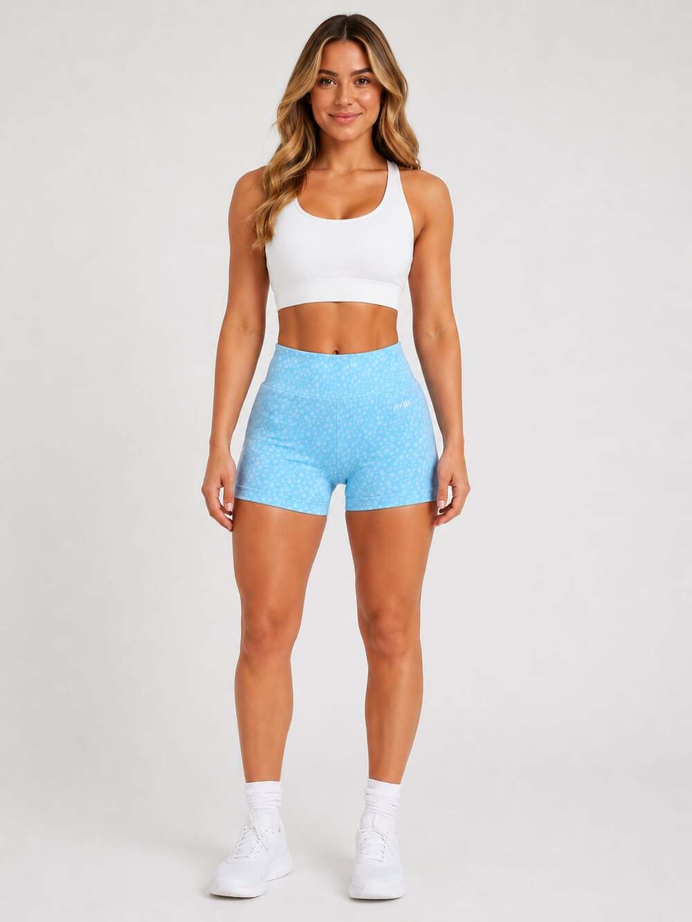 AYBL Women's Seamless Ruched High Waisted Shorts Blue Size S